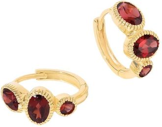 Tiramisu Plated 2.71 Ct. Tw. Garnet Hoop Earrings