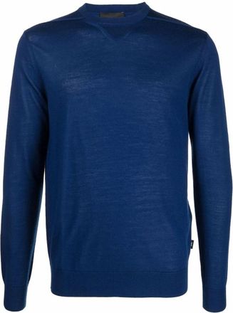 Emporio Armani Blauwe wollen trui - Heren - Sweatshirts - Blauw - XL - Wol - Hoodies & sweatvesten