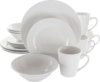 Elama Marshall 16 Piece Porcelain Dinnerware Set in White