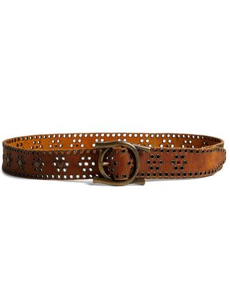 Dsquared2 eyelet-embellished leather belt - men - Calf Leather/Iron/Shell - 110 - Brown