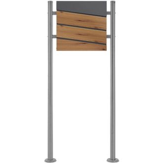 ML Design Ecd Germany Buz&oacute;n De Correos Con Soporte Para Cartas Con Compartimento Para Peri&oacute;dico Antracita Con Detalle Decorativo De Madera De Exterior Dise&ntilde;o Mo