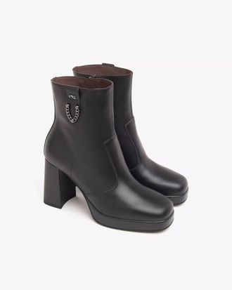 Nero Giardini Womens Chain Platform Ankle Boot Shoe In Guanto Nero
