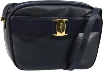 Ferragamo Pre-owned Leather Shoulder Bag - Dames - Vintage Schoudertas - Blauw - ONE Size - Leer - Vintage