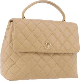 Chanel Pre-owned Vintage Hand Bag - Dames - Vintage Handtas - Beige - ONE Size - Leer - Vintage