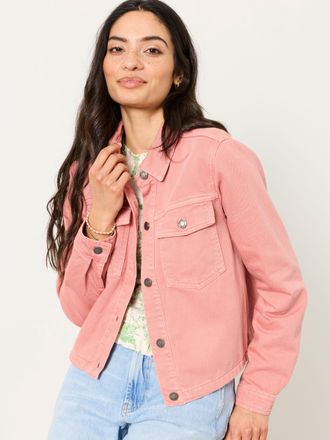 Fat Face FatFace Thea Teal Blue Denim Jacket in Pink