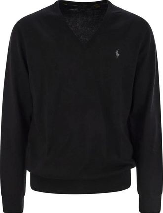 Polo Ralph Lauren Trui met ronde hals - Heren - V-hals truien - Zwart - M - Katoen - Truien & Vesten