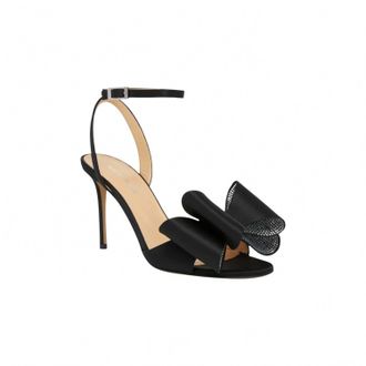Mach & Mach Womens Satin Le Cadeau Sandals With Double Bow In Black