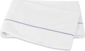 Matouk Bergamo 500 Thread Count Cotton Percale Flat Sheet in Hazy Blue at Nordstrom, Size Full