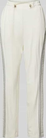 Liu Jo Regular Fit Sweatpants mit Galonstreifen in Offwhite, Größe XL