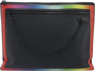 Louis Vuitton Pochette A4 Rainbow Taiga Leather Black Leather Briefcase Bag (Pre-Owned)