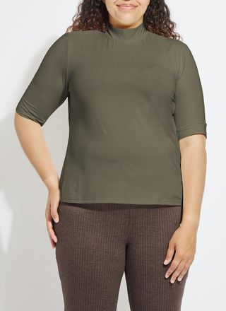 Lyss&eacute; Clara Mockneck Elbow Sleeve Top Curvy