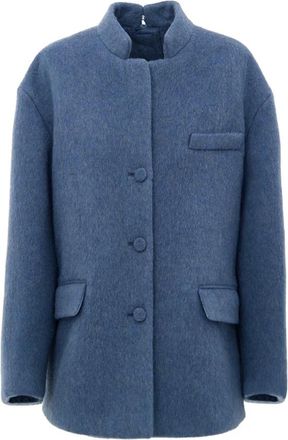 Gucci Lichtblauwe Wol Caban Jas - Dames - Zomerjassen - Blauw - L - Wol - Jassen