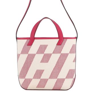 Herm&egrave;s Pink Toile H Handbag Shoulder Bag Tote Bag (Pre-Owned)