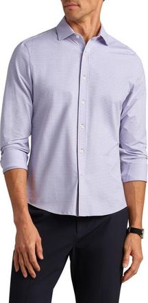 Rhone Commuter Slim Fit Performance Button-Up Shirt in Lilac Rain Gingham at Nordstrom, Size Xx-Large