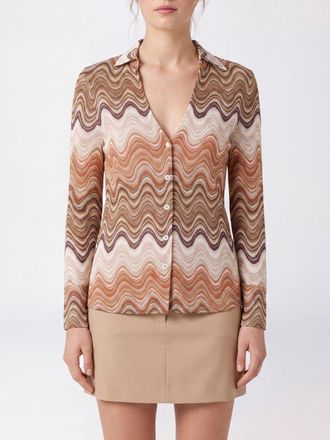 MC2 Saint Barth Joys Slim Fit Lurex Long-Sleeved Shirt with Wave Print