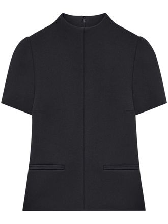 Courr&egrave;ges logo-embroidered twill T-shirt - women - Polyester/Acetate - 36 - Black