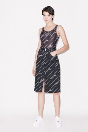 House Of Holland Black Monogram Denim Skirt