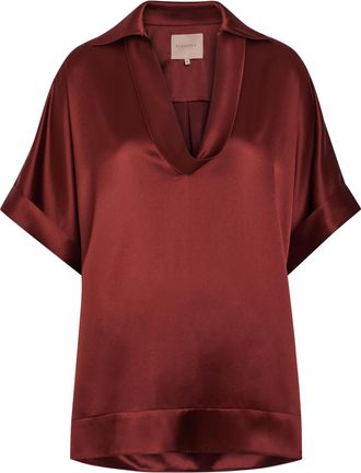Roksanda Ilincic Enira Satin top - Burgundy - 14 (UK14 / L)