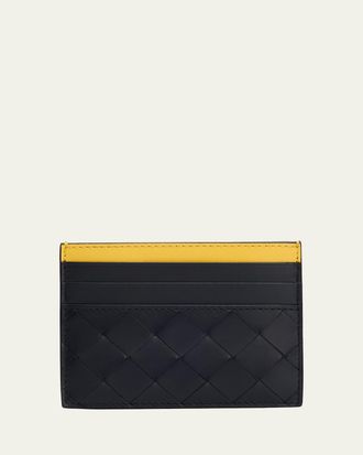 Bottega Veneta Mens Colorblock Leather Card Holder