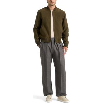 Mani&egrave;re De Voir Arsene Suede Bomber Jacket in Olive at Nordstrom, Size Xx-Large