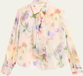 Prabal Gurung Floral-Print Handkerchief Hem Skirt