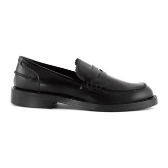 Guglielmo Rotta Schoenen, Dames, Zwart, 37 EU, Zwarte Leren Penny Loafer Schoenen