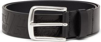 Diesel 4 cm leather belt with engraved logo - Belts - Man - Black