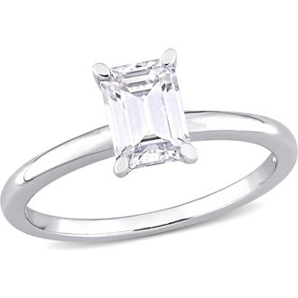 Delmar Sterling Silver Created 1ctw Octagon Moissanite Solitaire Engagement Ring in White at Nordstrom Rack, Size 5.5
