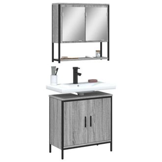 Berkfield Home 2 Piece Bathroom Furniture Set Grey Sonoma Engineered Wood