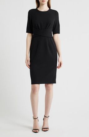 Anne Klein Wrap Overlay Sheath Dress in Anne Black at Nordstrom, Size 10