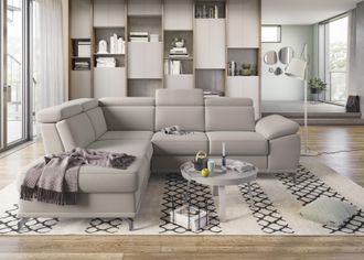 Sit&more Ecksofa »Cabrio L-Form, B: 274 cm, mit Sitztiefen-, Arm- & Kopfteilverstellung« 3 Nierenkissen, Federkern, optional Bettfunktion und Stauraum