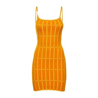 Jacquemus Short Dresses, female, Orange, Size: 2XS Fitted Dress