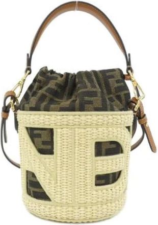 Fendi Pre-owned Bolso de Hombro Peque&ntilde;o Step Out de Lona y Paja - Pre-owned - Mujer - Beige - ONE SIZE
