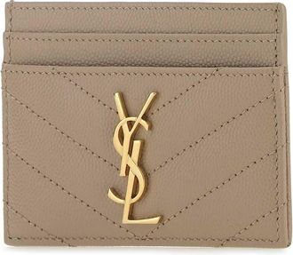 Saint Laurent Womens Beige Leather Card Holder 2721 Portafogli Wallet