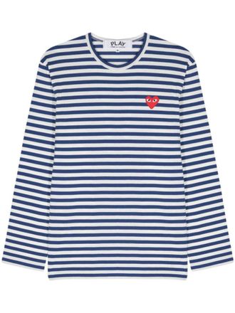 Comme Des Gar&ccedil;ons Blue/White Horizontal Stripe T-shirt