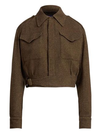 Ralph Lauren Collection belted flap-pocket jacket - women - Wool/Cupro/Elastane - 4 - Brown