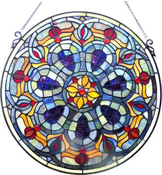 Chloe Lighting Tiffany-glass Victorian Window Panel 20