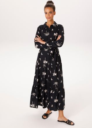 Aniston Maxikleid ANISTON CASUAL, Damen, Gr. 36, N-Gr, schwarz-weiss (schwarz, beige), Web, Obermaterial: 100% Viskose, bedruckt, figurumspielend kn&ouml;chelfrei,