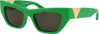 Bottega Veneta Stijlvolle Zonnebril - Dames - Zonnebrillen - Groen - 52 MM - Accessoires