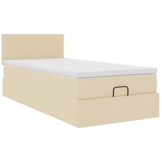 vidaXL Estructura De Cama Otomana Con Colch&oacute;n Tela Crema 90x190cm Vidaxl