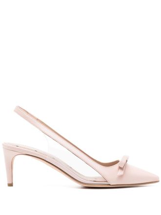 Red(v) pointed-toe leather pumps - Pink