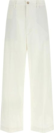 Polo Ralph Lauren Cropped Wide-Leg Chino Broek - Dames - Wijde Broeken - Wit - 2XL - Katoen - Broeken