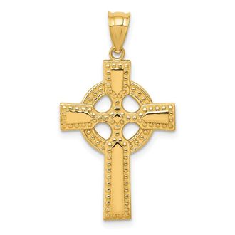 Diamond2Deal 14k Yellow Gold Celtic Cross Pendant