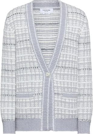 Thom Browne Cardigan a quadri - Bianco