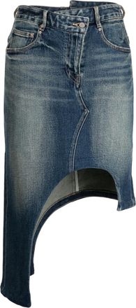 JNBY asymmetric-design denim skirt - women - Cotton/Spandex/Elastane - M - Blue