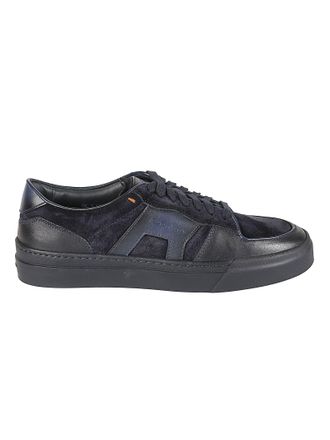 Santoni DBS Sport Black Low-Top Calfskin Sneakers