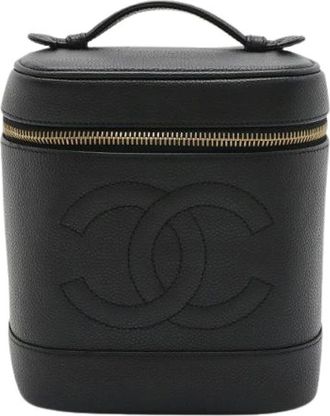 Chanel Pre-owned Handbags, female, Black, Size: ONE SIZE Pre-owned Coco Mark Caviar Skin Vanity Bag