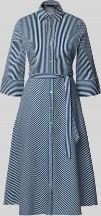 Zero Hemdblusenkleid mit Bindeg&uuml;rtel und Knopfleiste in Marine, Gr&ouml;&szlig;e 34