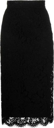 Dolce & Gabbana Black Lace Midi Skirt