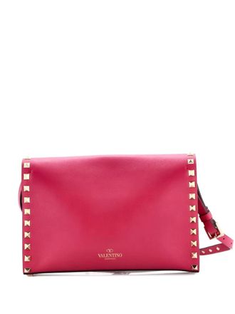 Valentino Garavani Borsa a spalla Rockstud Flip Lock piccola in pelle con battente - Viola